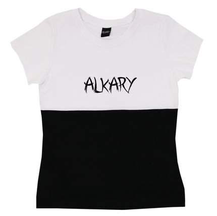 Camiseta Baby Alkary Look com Recorte Branca e Preta - Marca Alkary