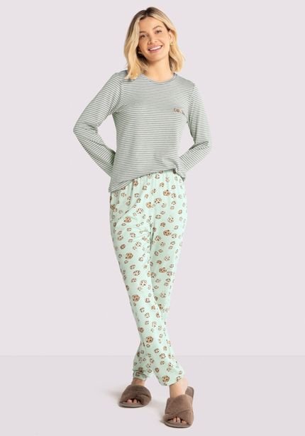 Pijama Longo Estampado com Calça Jogger - Marca Lunender