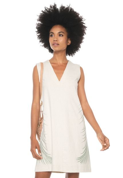 Vestido Osklen Curto Palm Leaf Sides Bege - Marca Osklen