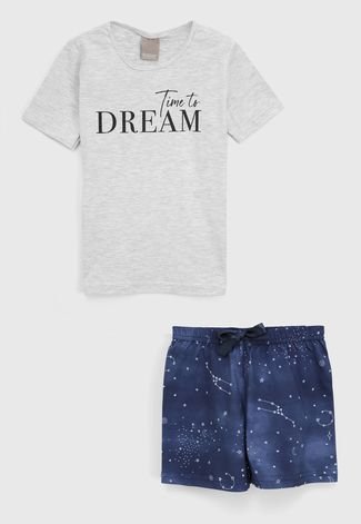 Pijama Carinhoso Curto Infantil Dream Cinza/Azul