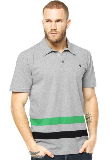 Camisa Polo Volcom Stripe Down Cinza - Marca Volcom