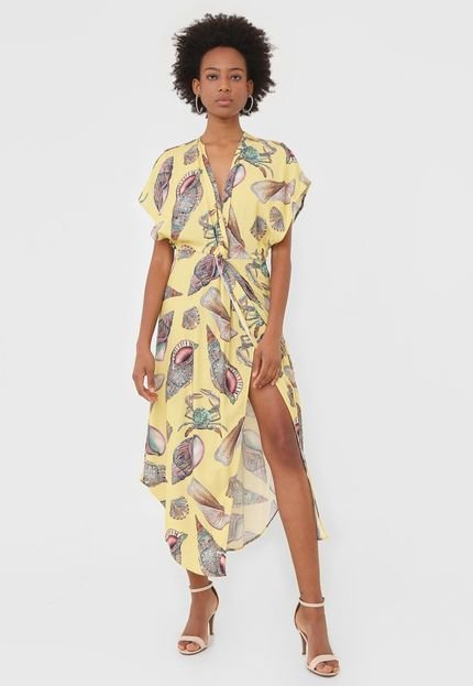 Vestido Colcci Midi Estampado Amarelo - Marca Colcci