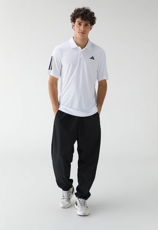 Camisa Polo adidas Performance Reta 3 Stripes Branca
