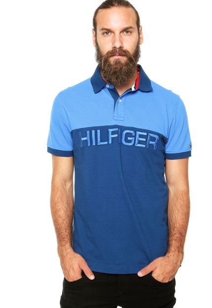 Camisa Polo Tommy Hilfiger Regular Fit Recorte Azul - Marca Tommy Hilfiger