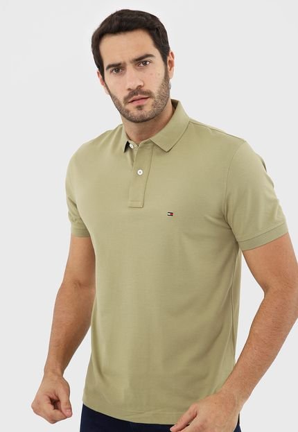 Camisa Polo Tommy Hilfiger Reta Logo Verde - Marca Tommy Hilfiger