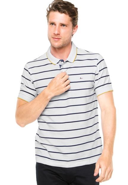 Camisa Polo Aramis Listras Linhas Branca/Azul - Marca Aramis