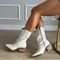Bota Texana Nelly Bico Fino Off White Off-white - Marca Damannu Shoes
