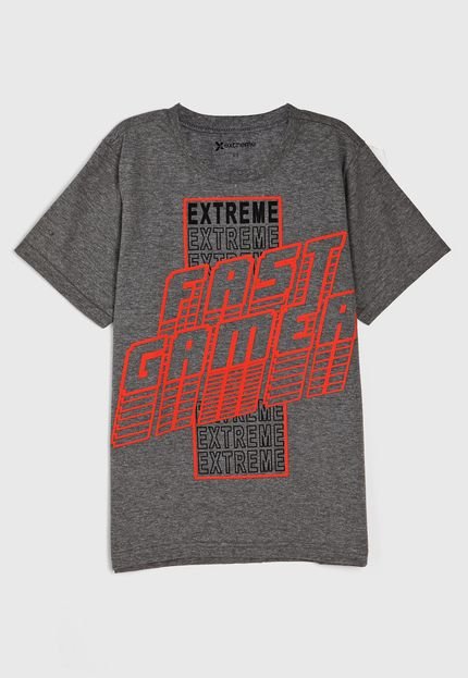 Camiseta Extreme Infantil Fast Gamer Cinza - Marca Extreme