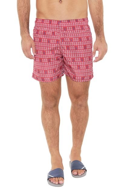 Bermuda Água Shorts Co Reta Abacaxi Vermelha - Marca Shorts Co