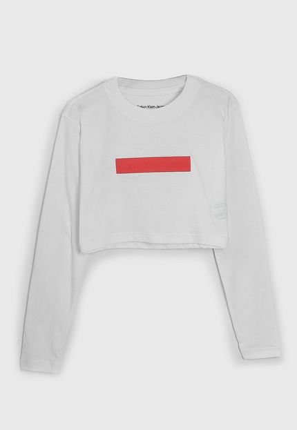 Camiseta Cropped Calvin Klein Kids Full Print Off-White - Marca Calvin Klein Kids