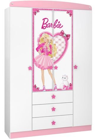 Guarda-Roupa Barbie 4 Portas Star Branco e Rosa Pura Magia - Compre Agora