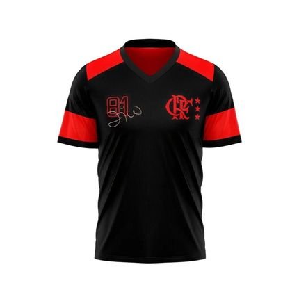 Camiseta Braziline Flamengo Zico Retrô Masculino - Preto - Marca braziline