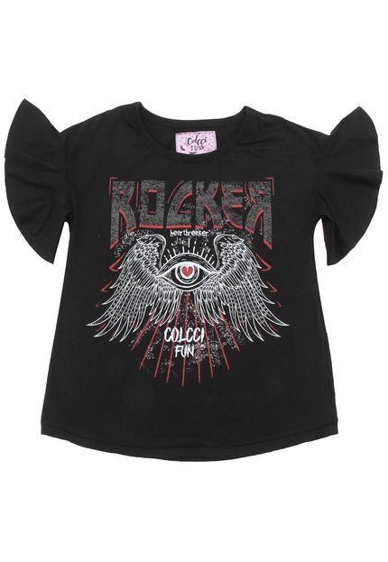 Camiseta Colcci Fun Menina Frontal Preta - Marca Colcci Fun