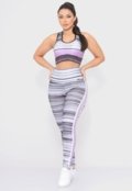 Kit 2 Conjuntos Fitness Top e Calça Cintura Alta Estampada Linha Premium - Marca DL