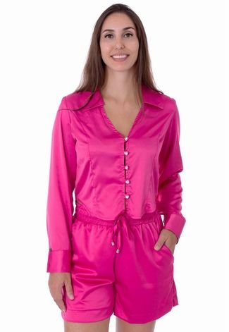 Camisa Feminina Operarock Cropped Pink