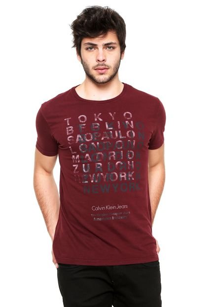 Camiseta Calvin Klein Jeans Cidades Vinho - Marca Calvin Klein Jeans