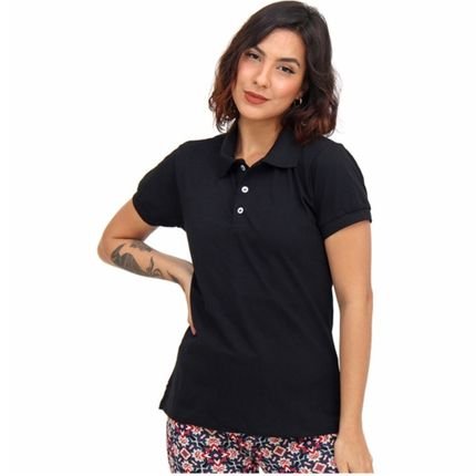 Camiseta Gola Polo Feminina - diRavena - Preta - Marca diRavena