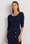 Vestido Lauren Ralph Lauren Midi Ripada Azul-Marinho - Marca Lauren Ralph Lauren