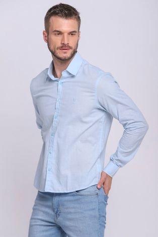 Camisa Masculina Algodão Básica Verano Polo Wear Azul Claro