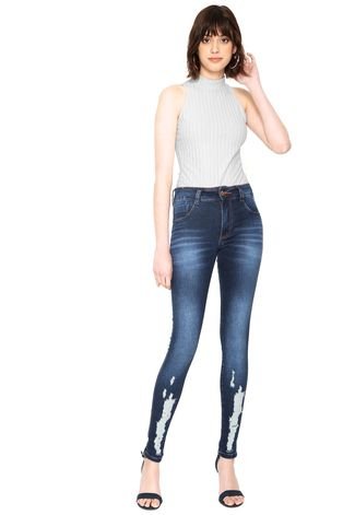Calça Jeans Biotipo Skinny Desgastes Azul