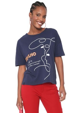 Camiseta Cantão Etimologia Espelho Azul-marinho