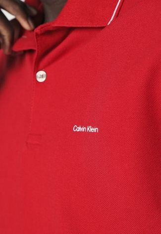 Camisa Polo Calvin Klein Slim Friso Vermelha