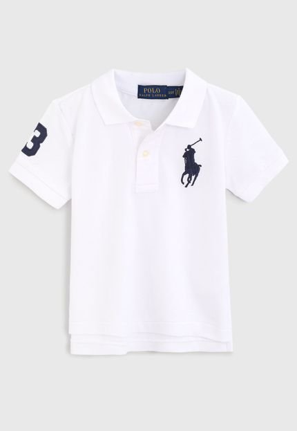 Camisa Polo Polo Ralph Lauren Infantil Logo Branco/Azul-Marinho - Marca Polo Ralph Lauren