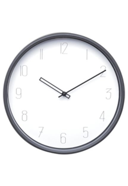 Relógio Parede Plástico Elegant Round Branco E Preto 25,4X4X25,4 Cm Urban - Marca Urban
