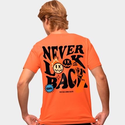 Camisa Camiseta Genuine Grit Masculina Estampada Algodão 30.1 Never Look Back - P - Laranja - Marca Genuine