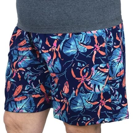 Short Estampado Tactel Elastano Extra Grande Plus Size floral  Marinho - Marca Butu Biru