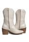 Bota Texana Western Bico Fino Country Couro Croco Off White Kuento Shoes - Marca KUENTO SHOES