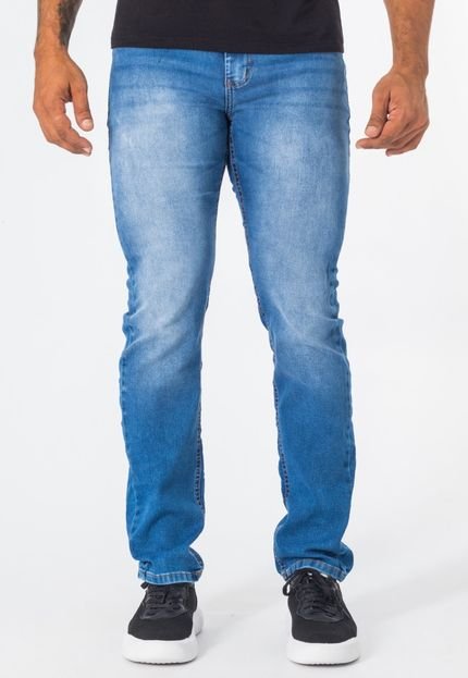Calça Jeans Masculina Casual Slim Com Elastano Lavagem Azul - Marca Zafina