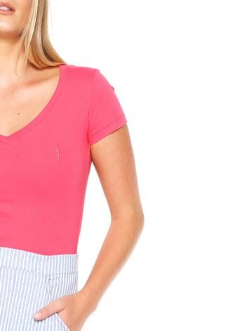 Camiseta Aleatory Decote V Rosa