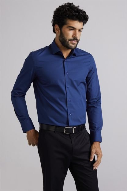 Camisa Social Slim Fit - Azul Marinho 47 HIGHSTIL - Marca HIGHSTIL