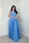 Vestido Longo de Festa Plus Size Curvy Micro tule Regata Jacira Azul Serenity - Marca Cia do Vestido