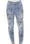 Calça Jeans Desigual Skinny Cropped Hibiscus Azul - Marca Desigual