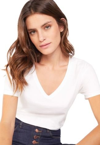 T-Shirt AMARO Básica V Lisa Off-White