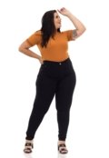 Calça Jeans Feminina Elegante Plus Size Preta Com Cinta Lipo Confortável Tecido Premium - Marca GARAIS MODA