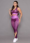 Conjunto Academia Feminino Top e Calça Esportiva Cintura Alta Linha Premium Roxo - Marca DL