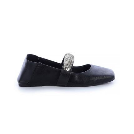 Sapatilha Mirelle Enfeite Metal Preto Preto - Marca Damannu Shoes