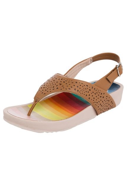 Rasteira Piccadilly Birken Vazado Laser Marrom - Marca Piccadilly