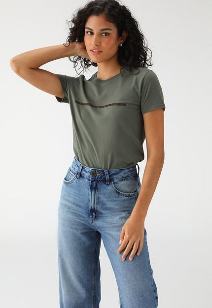 Camiseta Calvin Klein Jeans Slim Logo Verde - Marca Calvin Klein Jeans