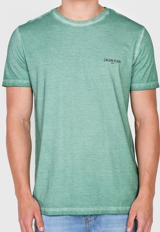 Camiseta Calvin Klein Jeans Estonada Verde - Compre Agora