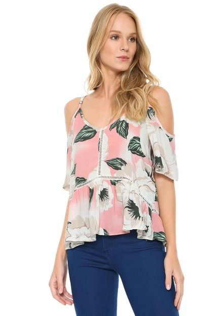 Blusa Lunender Babado Floral Preta - Marca Lunender