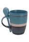 Caneca De Porcelana Com Colher Ribbon Azul 330Ml Bon Gourmet - Marca Bon Gourmet