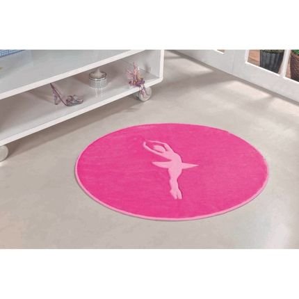 Tapete Formato com Antiderrapante Big Bailarina - 110cm x 95cm - Pink - Marca Guga Tapetes