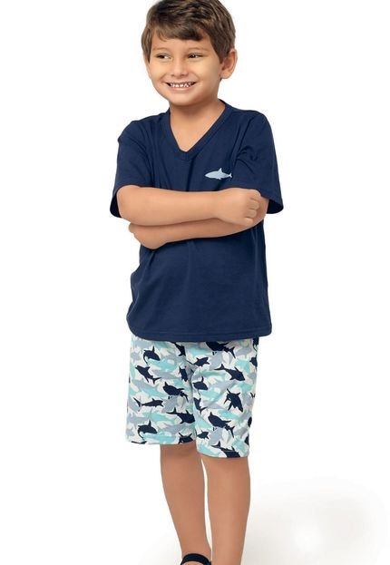 Pijama Infantil Curto Kid Arazul DeMillus 220433 Marinho - Marca Demillus