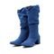 Botas Femininas Jeans Lirom Cano Enrugado Alto Com Salto Bico Fino  - Marca Lirom