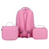 Kit Mochila Reforçada 3pçs Escolar Juvenil Faculdade Espaçosa Resistente Impermeável Notebook Lancheira Estojo Box Necessaire Bolsa Térmica Média - Marca Meimi Amores