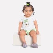 Bata com Calcinha Bebê Menina Kyly Branco - Marca Kyly